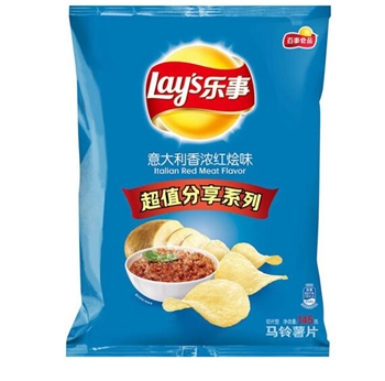 乐事（Lay’s）薯片 休闲零食 意大利香浓红烩味 145g