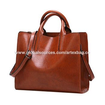 PU leather shoulder bag for women,wax oil PU leather briefcase for ladies,PU handbag,OEM is welcome