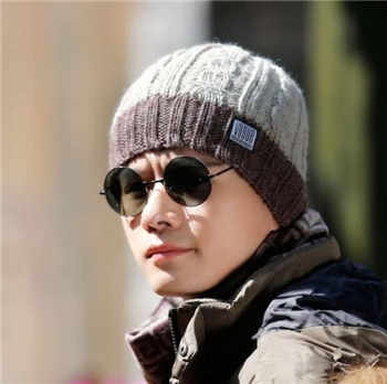 LACKPARD Men Winter Warm Hat Fashion Soft Knitted Hat Outdoor Sport Ski Running Cap Head Hat