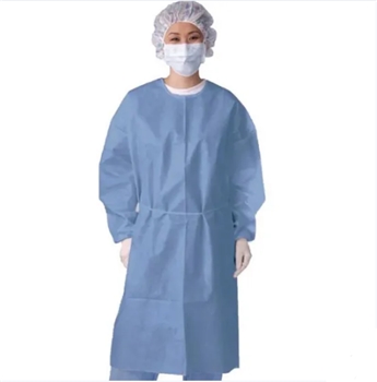 Isolation Gown Protection Gown Disposable in Stock 45g Spp+PE Waterproof